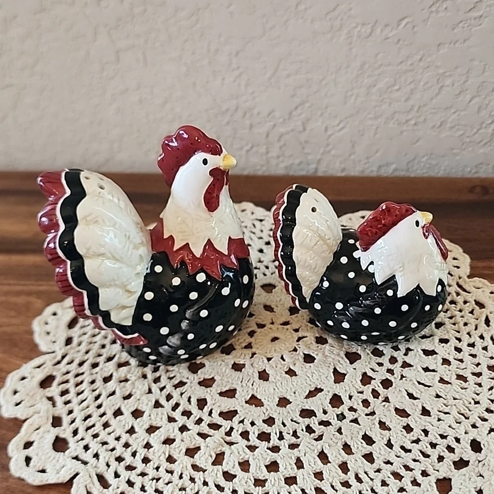 Fitz and Floyd Rise and Shine Chicken & Rooster Salt and Pepper Shaker S…